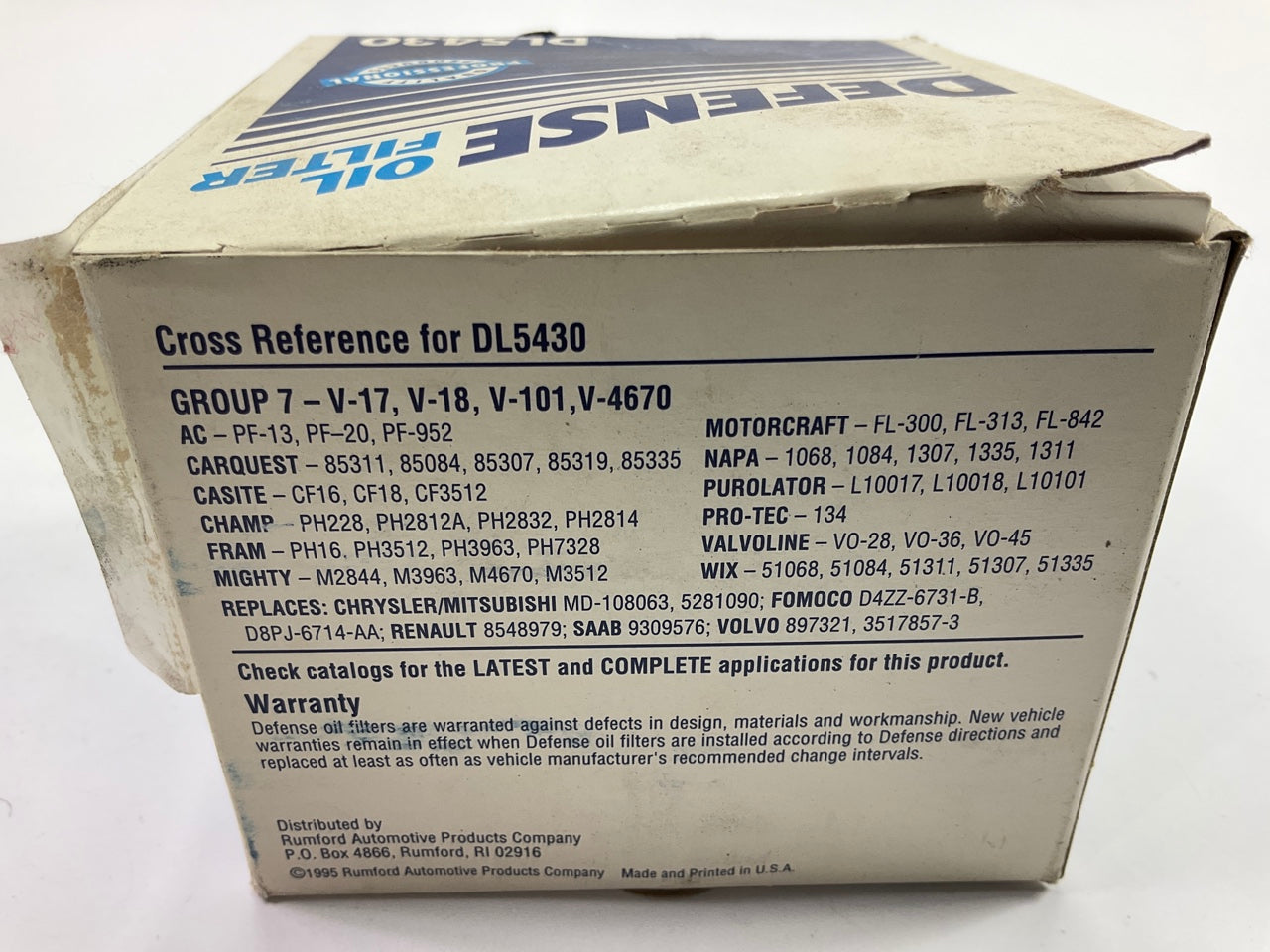 Defense DL5430 Engine Oil Filter