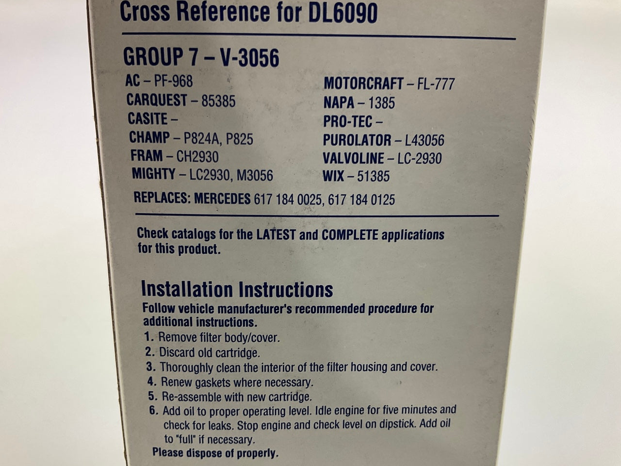 Defense DL6090 Engine Oil Filter