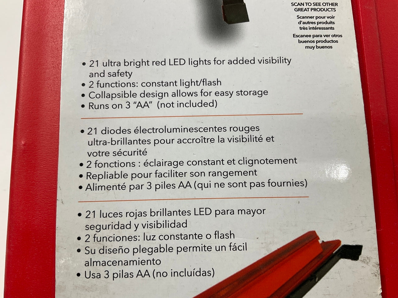 Deflecto 72-1121-01 LED Warning Triangle, 21 LED Bulbs, 18'', Collapsible