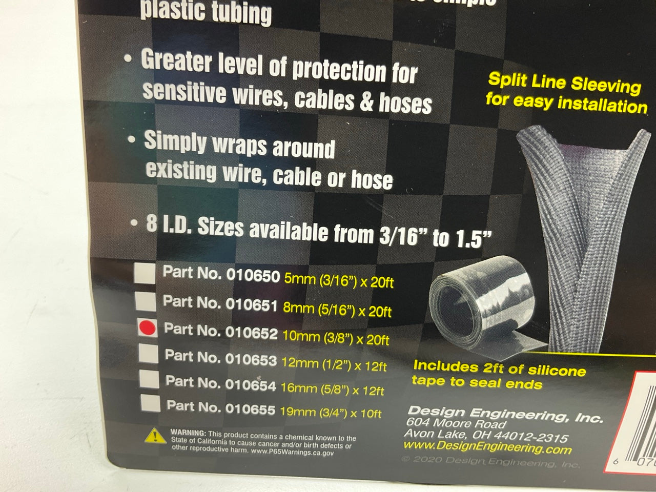 DEI 010652 Easy Loom Split Wire Sleeving 3/8'' (10mm) X 20' W/ 2' Silicone Tape