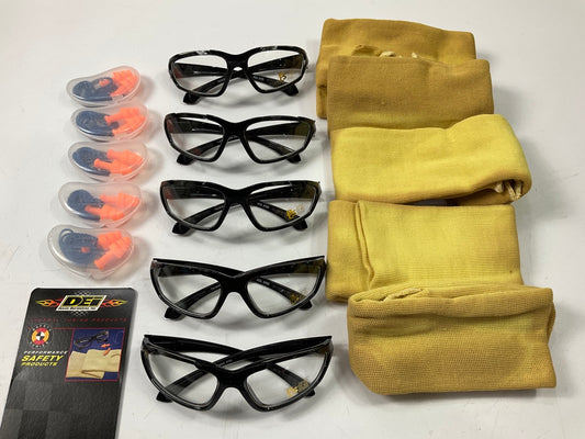 (5) DEI 070540 Pit Crew Safety Kit: Safety Glasses, Heat Safety Sleeve, Ear Plug