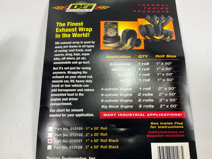 DEI 10107 Black Glass Fiber Exhaust Wrap - 1'' X 50' Fiberglass Exhaust Wrap Roll