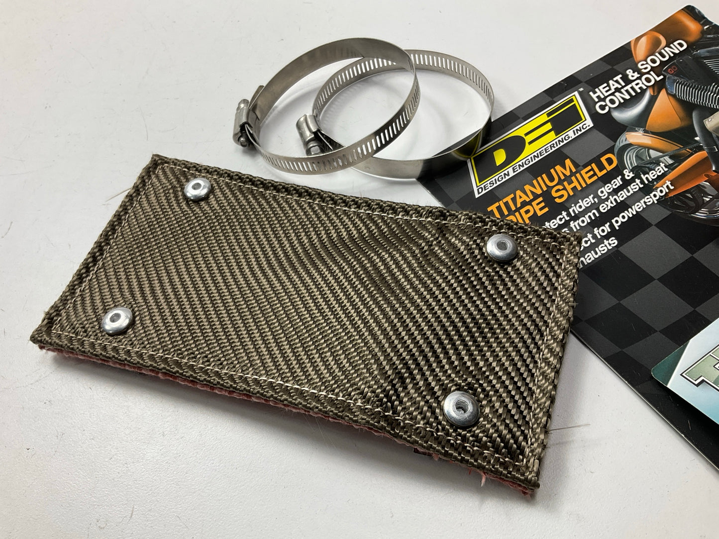 DEI 902453 Titanium Universal Heat Pipe Shield, 4''x8'', For Motorcycles