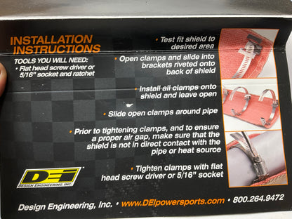 DEI 902453 Titanium Universal Heat Pipe Shield, 4''x8'', For Motorcycles