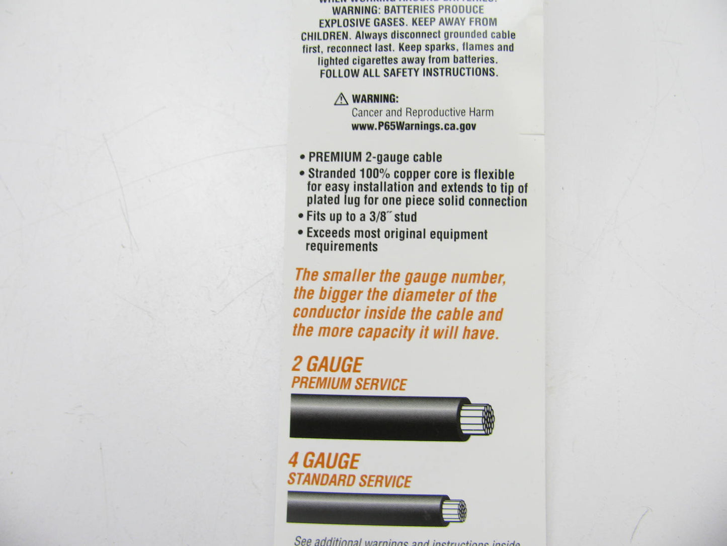 Deka 00177 Battery Cable, 48'' Long,  2 Gauge, Top Post Terminal