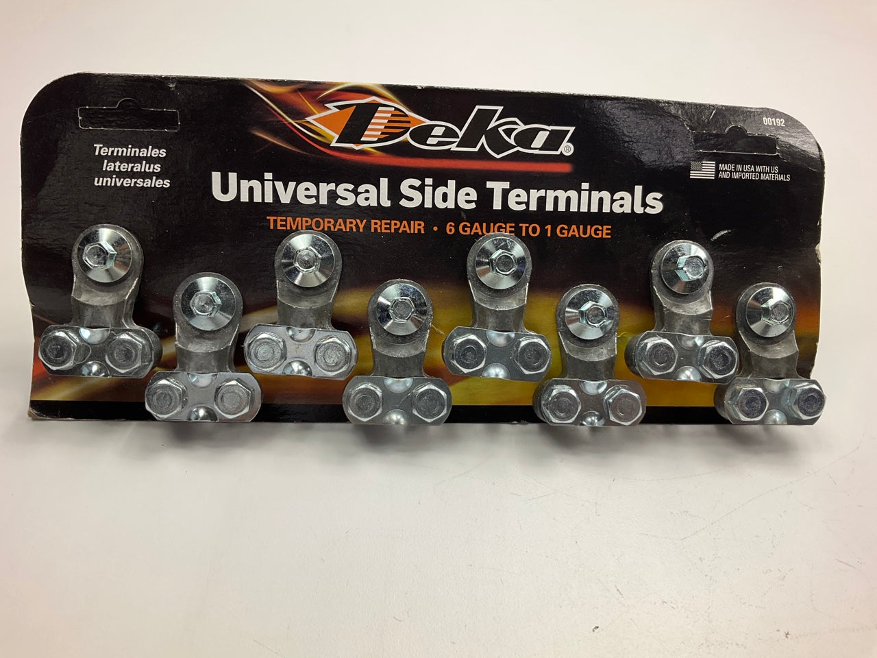 (8) Deka 00192 Universal Side Mount Battery Terminals With Bolts,  6 - 2/0 GAUGE