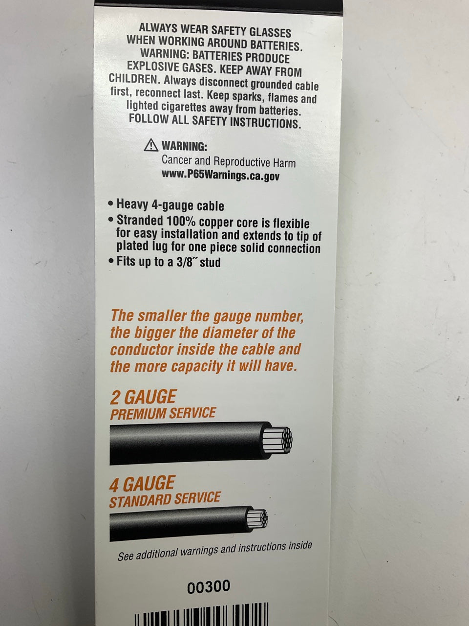 (10) DEKA 00300 Side Post Terminal, Black, 4 Gauge 65'' Long Battery Cable