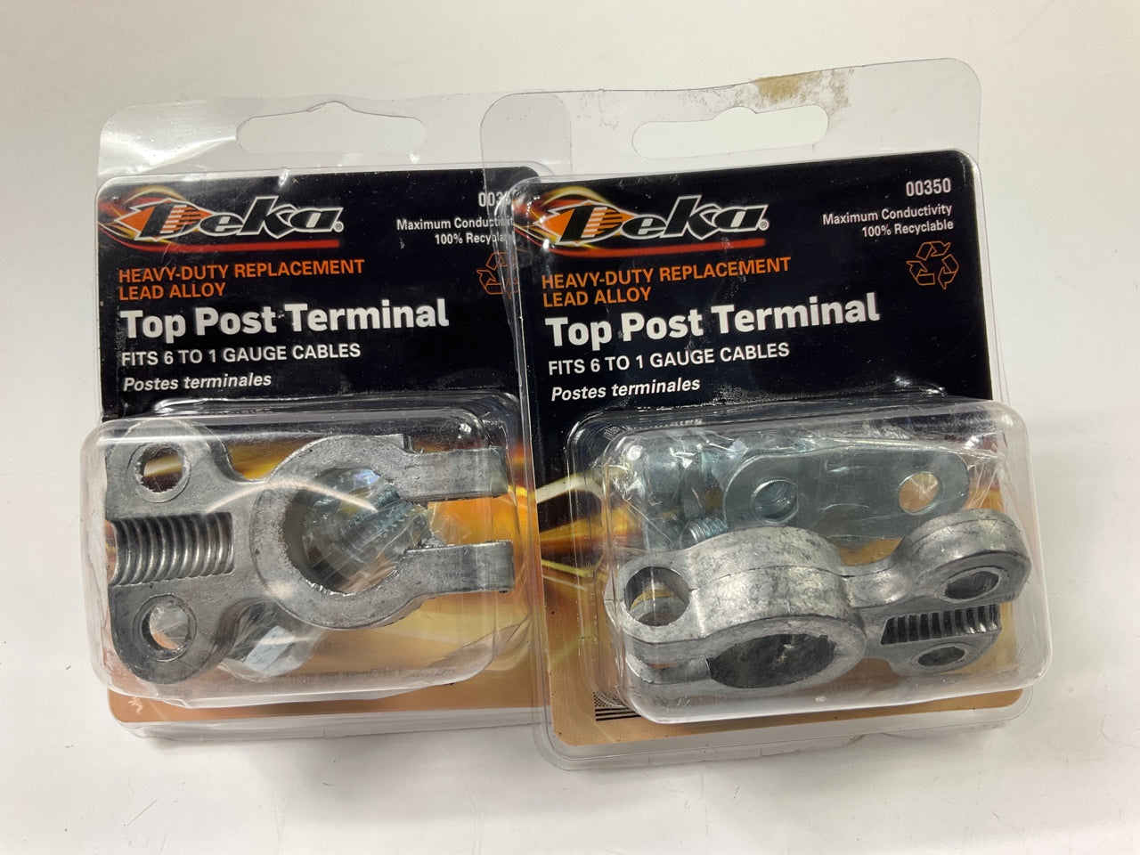 (2) Deka 00350 Universal Heavy Duty Top Post Car Battery Terminal, 1-6 AWG Cable