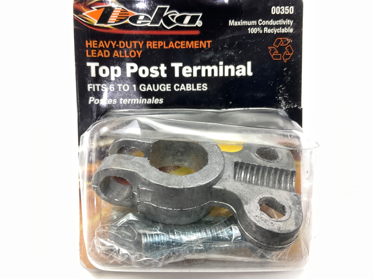 Deka #00350 Universal Heavy Duty Top Post Car Battery Terminal, 1-6 AWG Cable