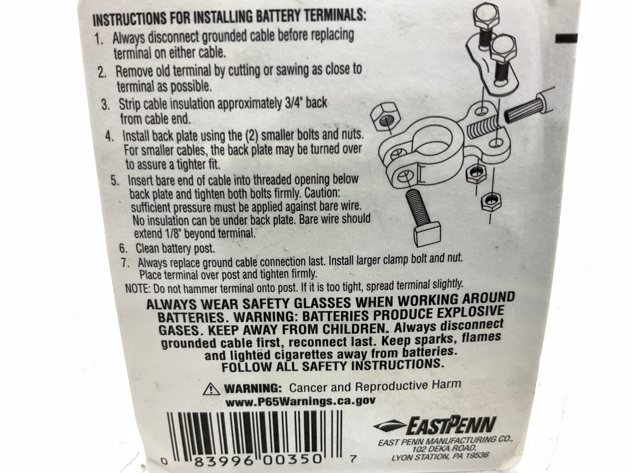 Deka #00350 Universal Heavy Duty Top Post Car Battery Terminal, 1-6 AWG Cable