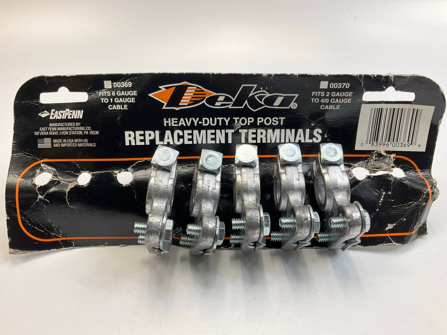 (5) Heavy Deka Duty Top Post Battery Replacement Terminals, 6 To 1 Gauge Cable