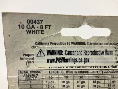 Deka 00437 Copper White Primary Wire 10 Gauge - 8 Feet