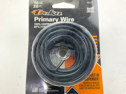 Deka 00475 16 Gauge Black Primary Wire 28' Long