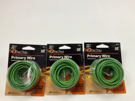 (3) Deka 00479 14 Gauge Primary Wire, 20 Feet, Green  3/PACK