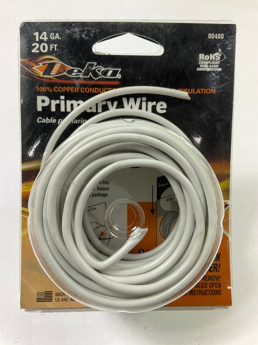 Deka 00480 14 Gauge Primary Wire, 20 Feet, White