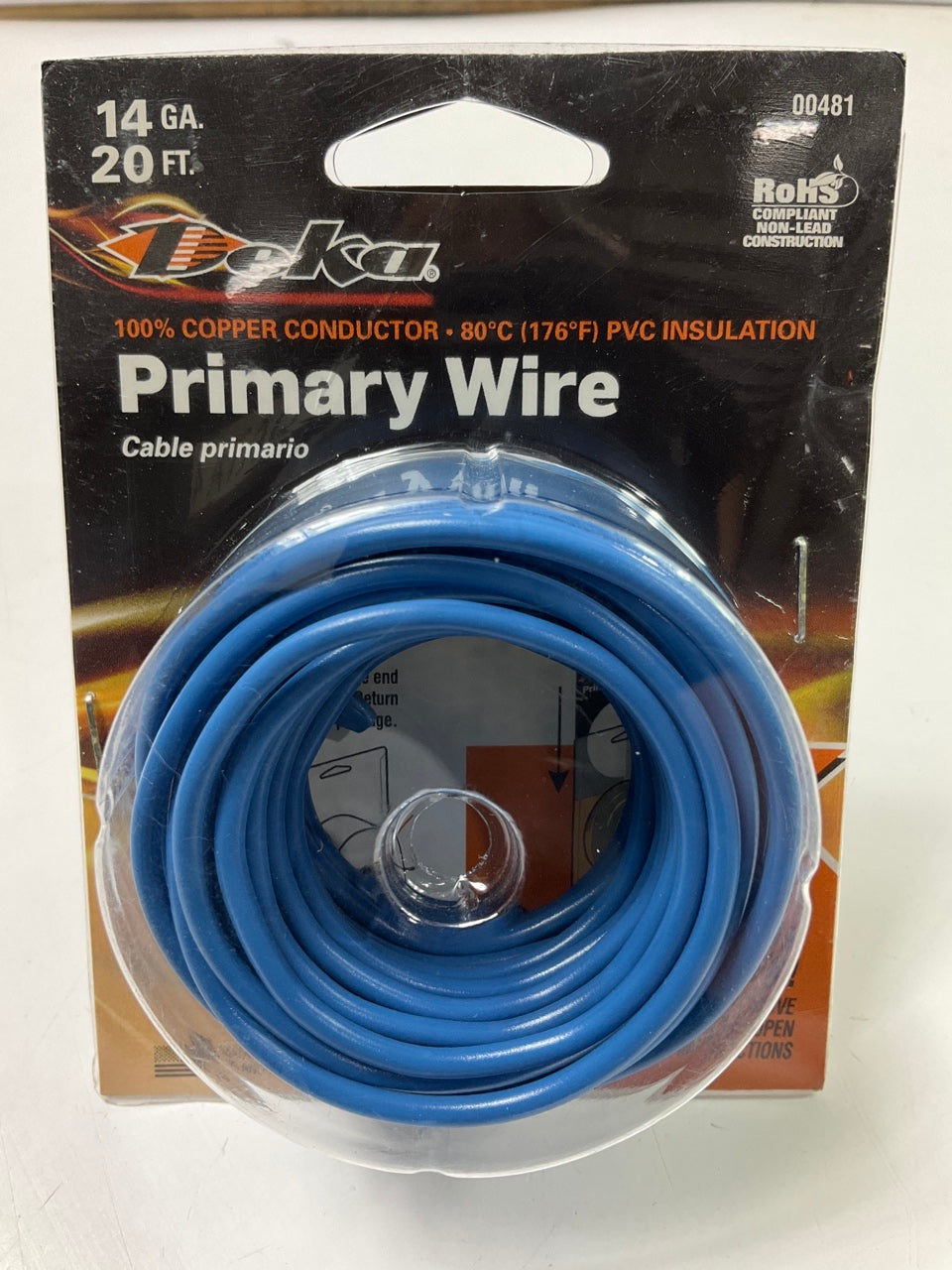 Deka 00481 Primary Wire 14 Gauge Blue - 20' Long Roll