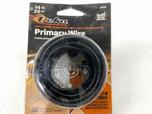 Deka 00483 Black 14 Gauge Primary Wire 20' Long