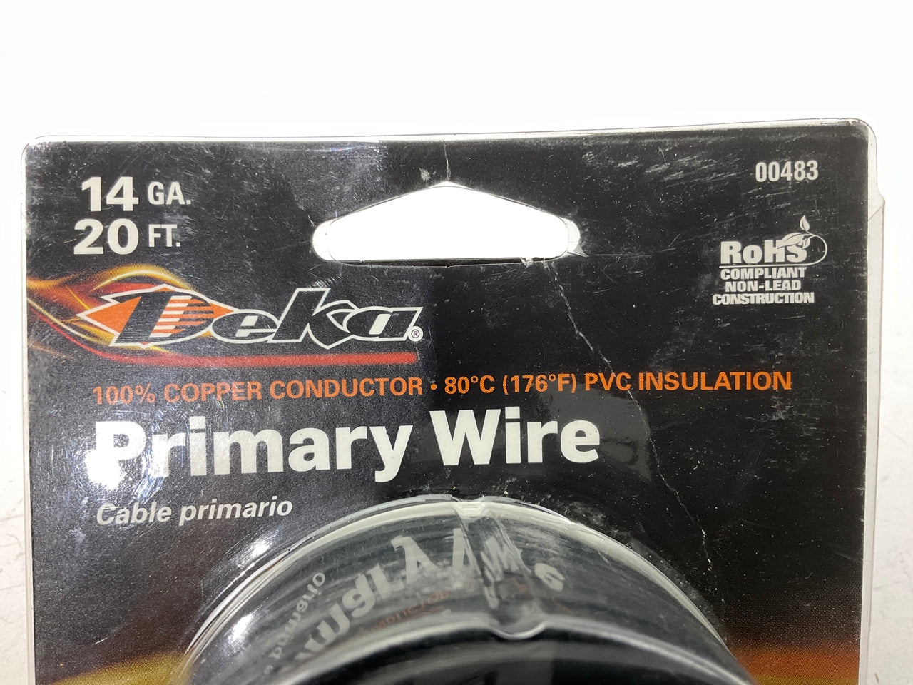 Deka 00483 Black 14 Gauge Primary Wire 20' Long