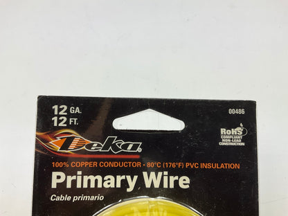 Deka 00486 Copper Yellow Primary Wire Cable 12FT 12GA