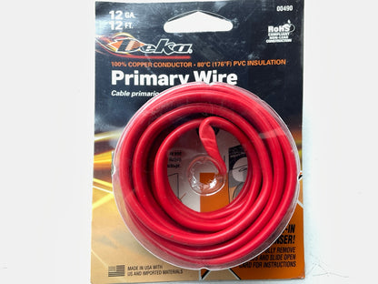 Deka 00473 Red Copper Primary Wire 12 Gauge, 12 Feet