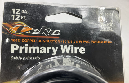 10 Rolls - Deka 00491 Automotive Primary Wire 12 Gauge, 12 Feet Each Roll