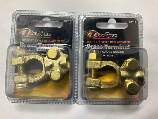 (2) Deka 00512 Top Post Brass Battery Terminals For 1 AWG - 6 AWG Battery Cable