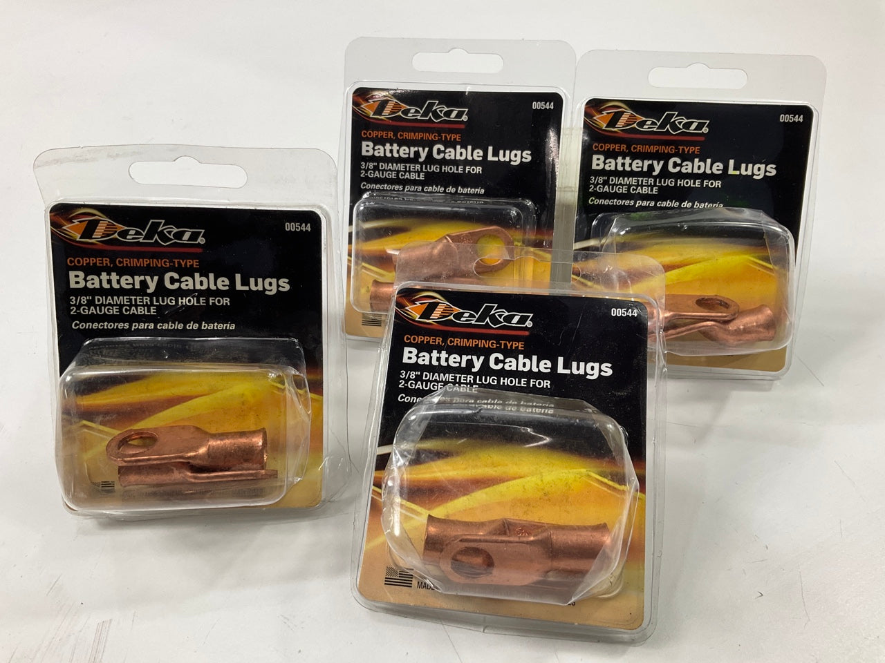 Deka 00544  3/8'' Hole Copper Battery Cable Lugs, 2 Gauge, (Pack Of 10)