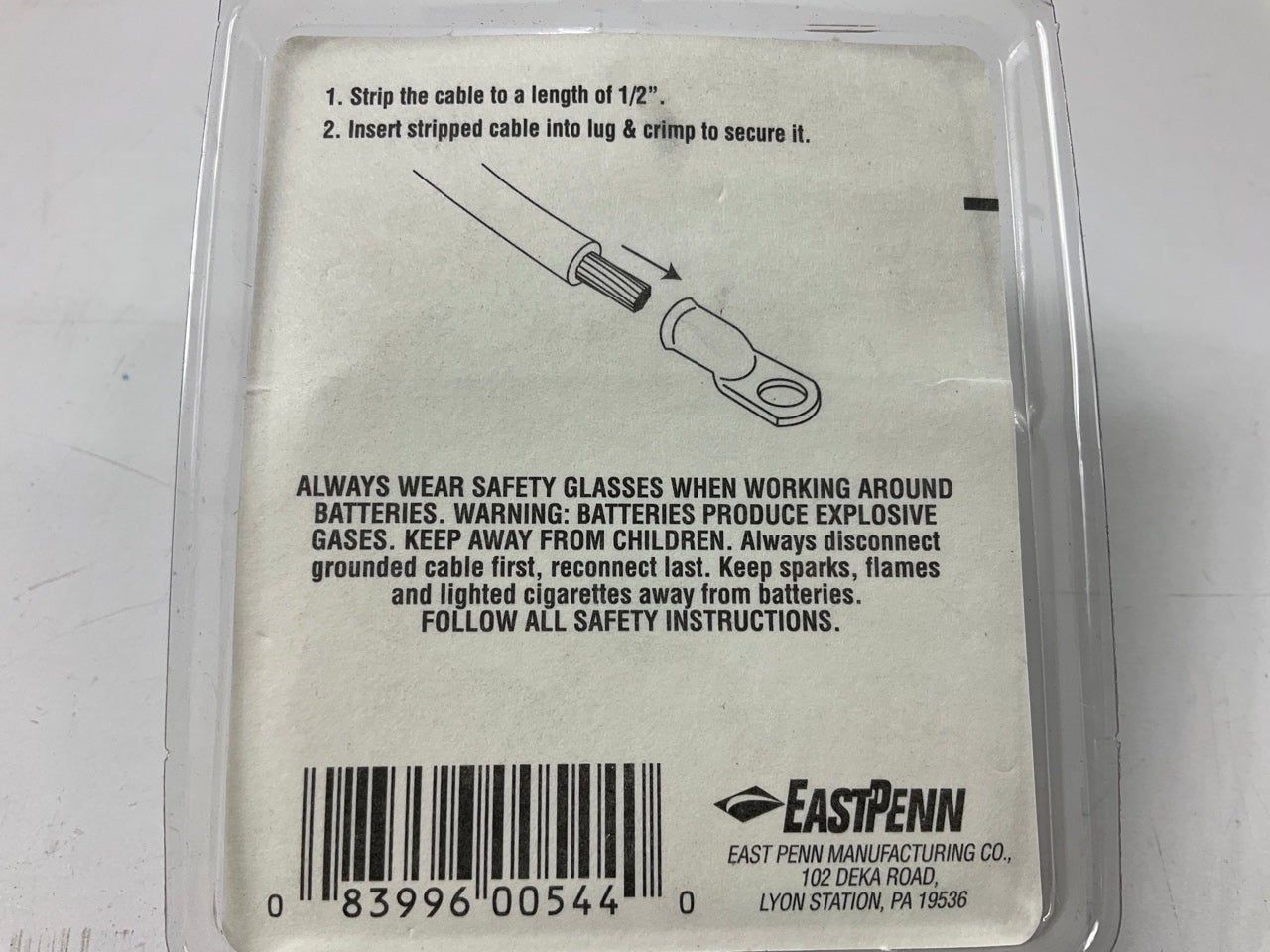 Deka 00544  3/8'' Hole Copper Battery Cable Lugs, 2 Gauge, (Pack Of 10)