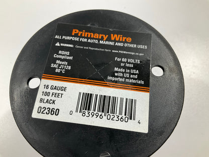 Deka 02360 Black 16 Gauge Primary Wire 100' Long