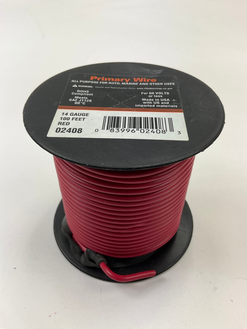 Deka 02408 Automotive Primary Wire, Red, 14 Gauge X 100' Long