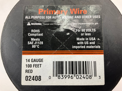 Deka 02408 Automotive Primary Wire, Red, 14 Gauge X 100' Long