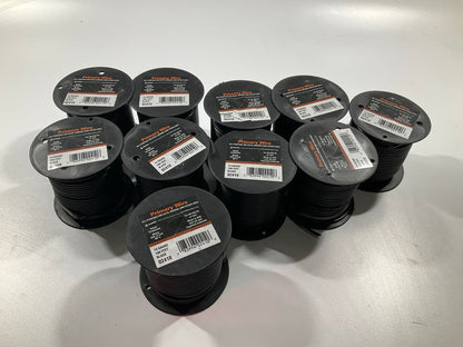 (10 Rolls) Deka 02410 Black 100 Feet Primary Auto Wire 14 Gauge, 1000' Total