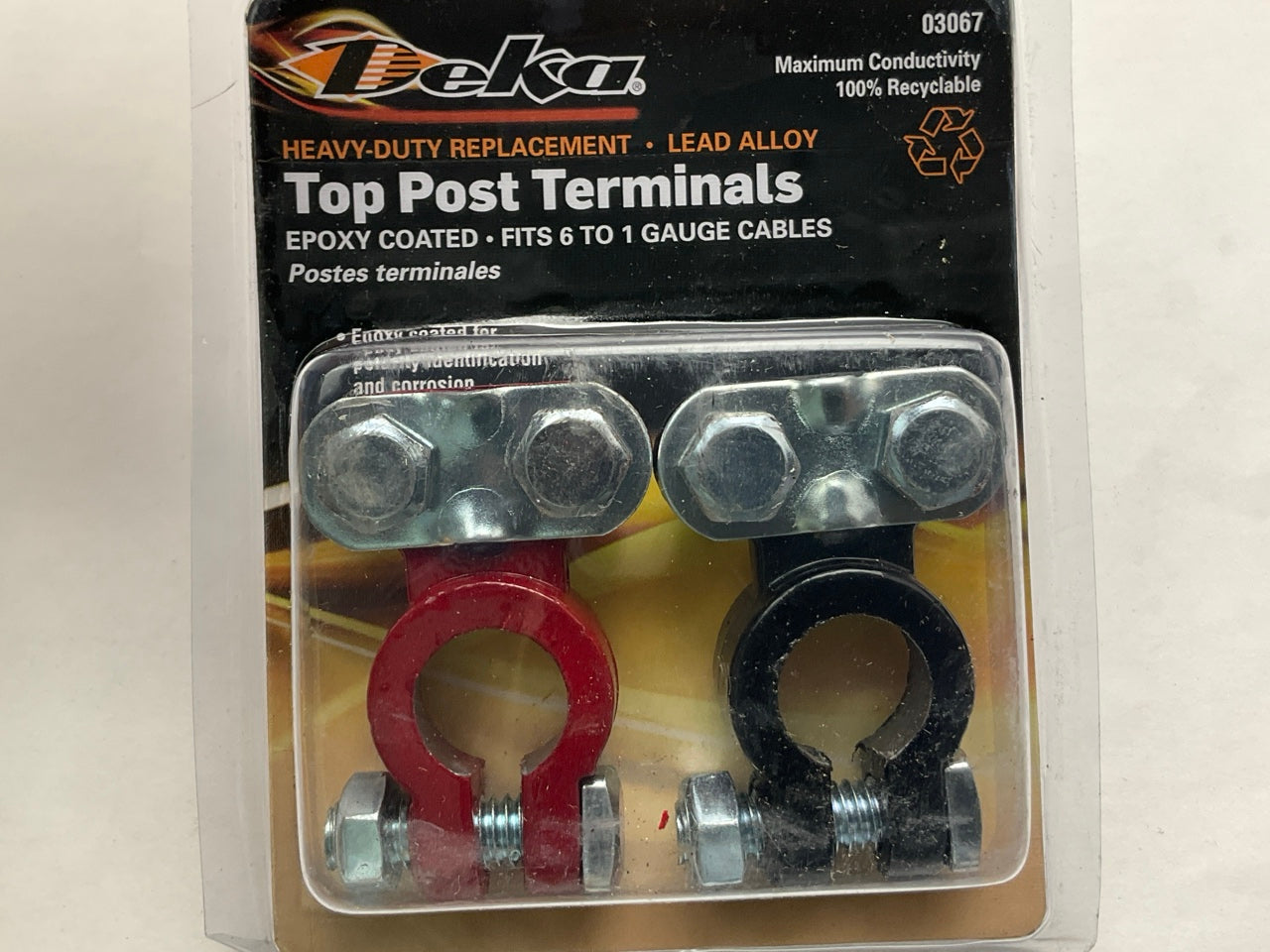 Deka 03067 Replacement Top Post (+) & (-) Battery Terminals, For 1-6 Gauge Cable
