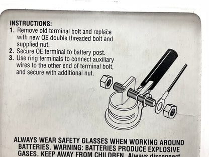 Deka 03668 Double Threaded Bolt For Direct Auxiliary Battery Connection 2/Pack