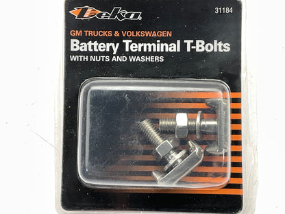 Deka 31184  2 Battery T-Bolt Cable Terminal Connectors With Nuts & Washers
