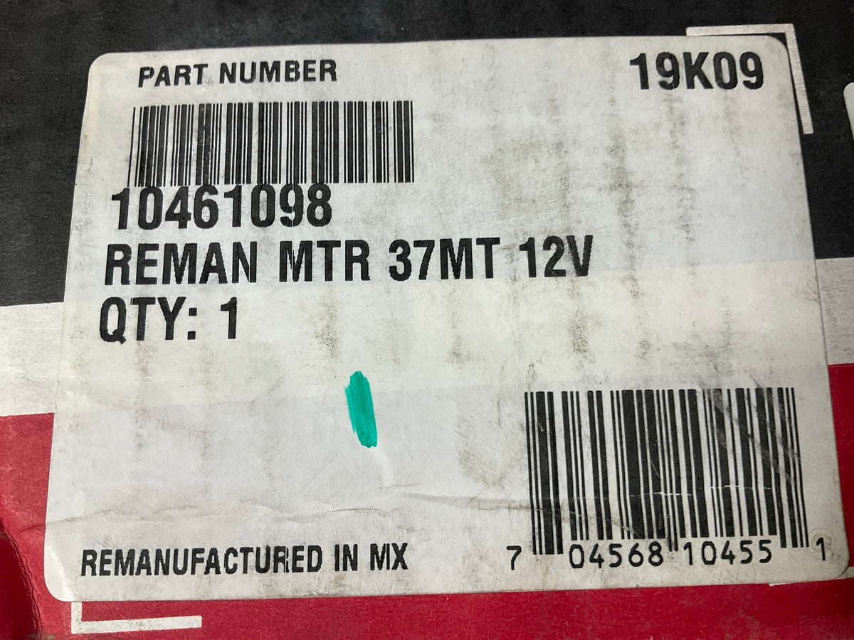 REMAN. Delco-Remy 10461098 Starter: 37MT, 10-Tooth, 12V