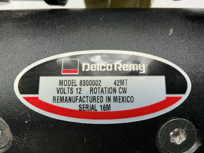 REMAN. Delco-remy 8300002 42MT Starter, 12 Volt, CW Rotation, 11 Tooth