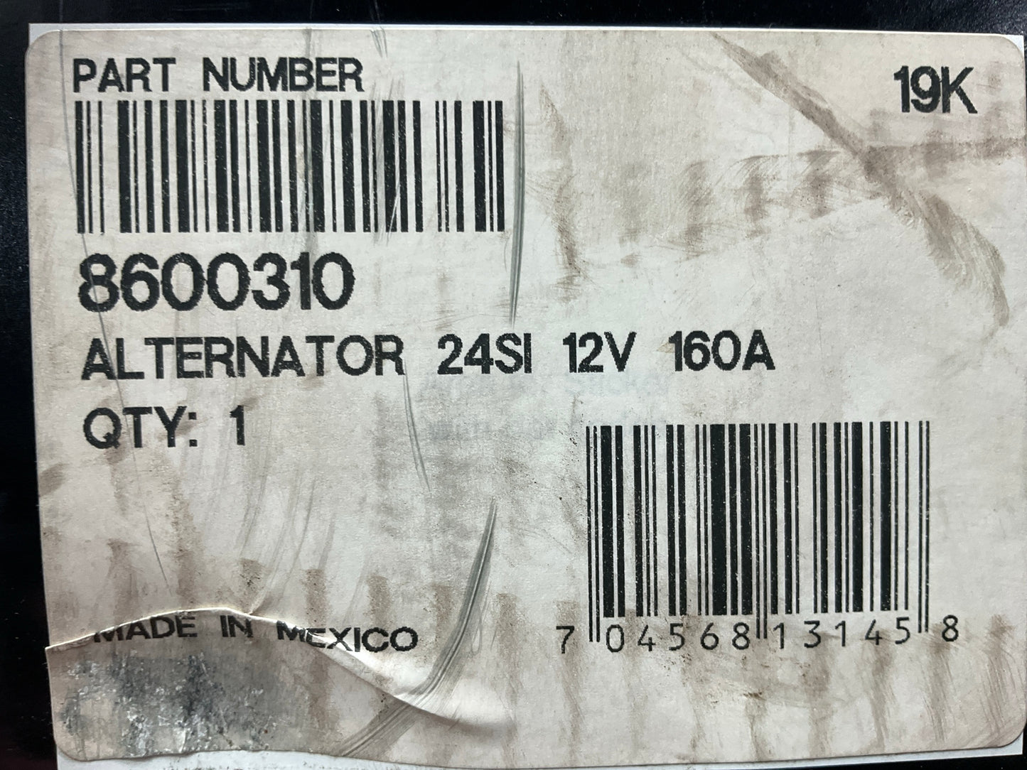 Delco-remy 8600310 Alternator, 24SI, 12 Volt, 160 Amp
