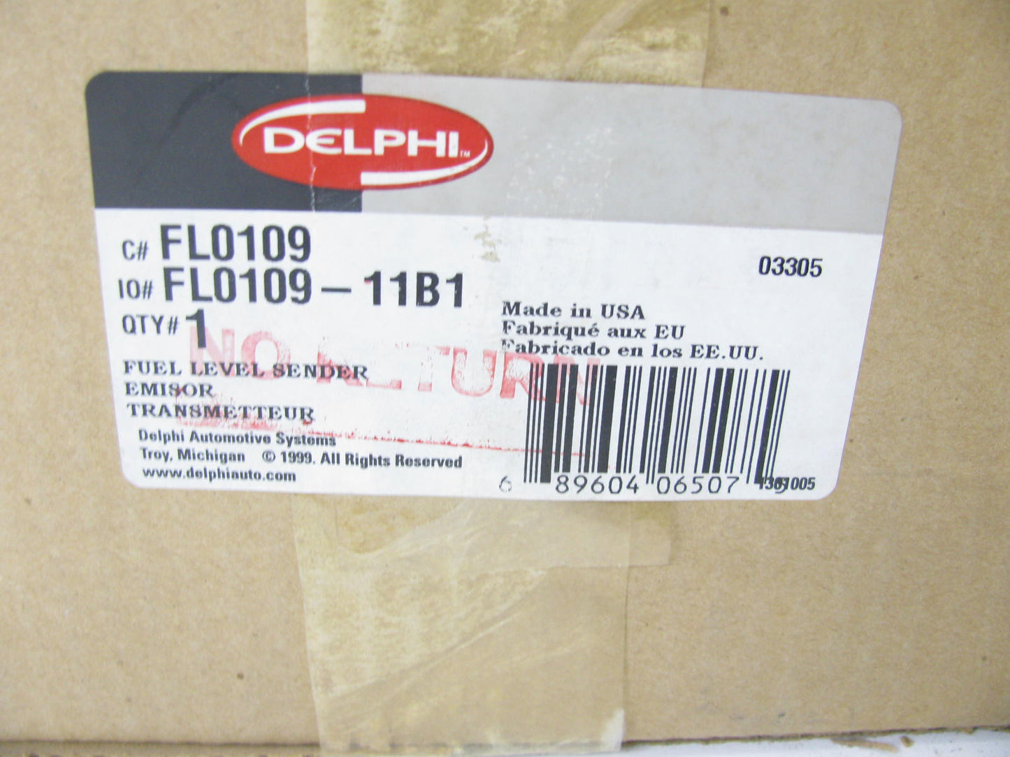 Delphi FL0109 Fuel Tank Hanger Assembly For 1987-89 Chevrolet Beretta, Corsica