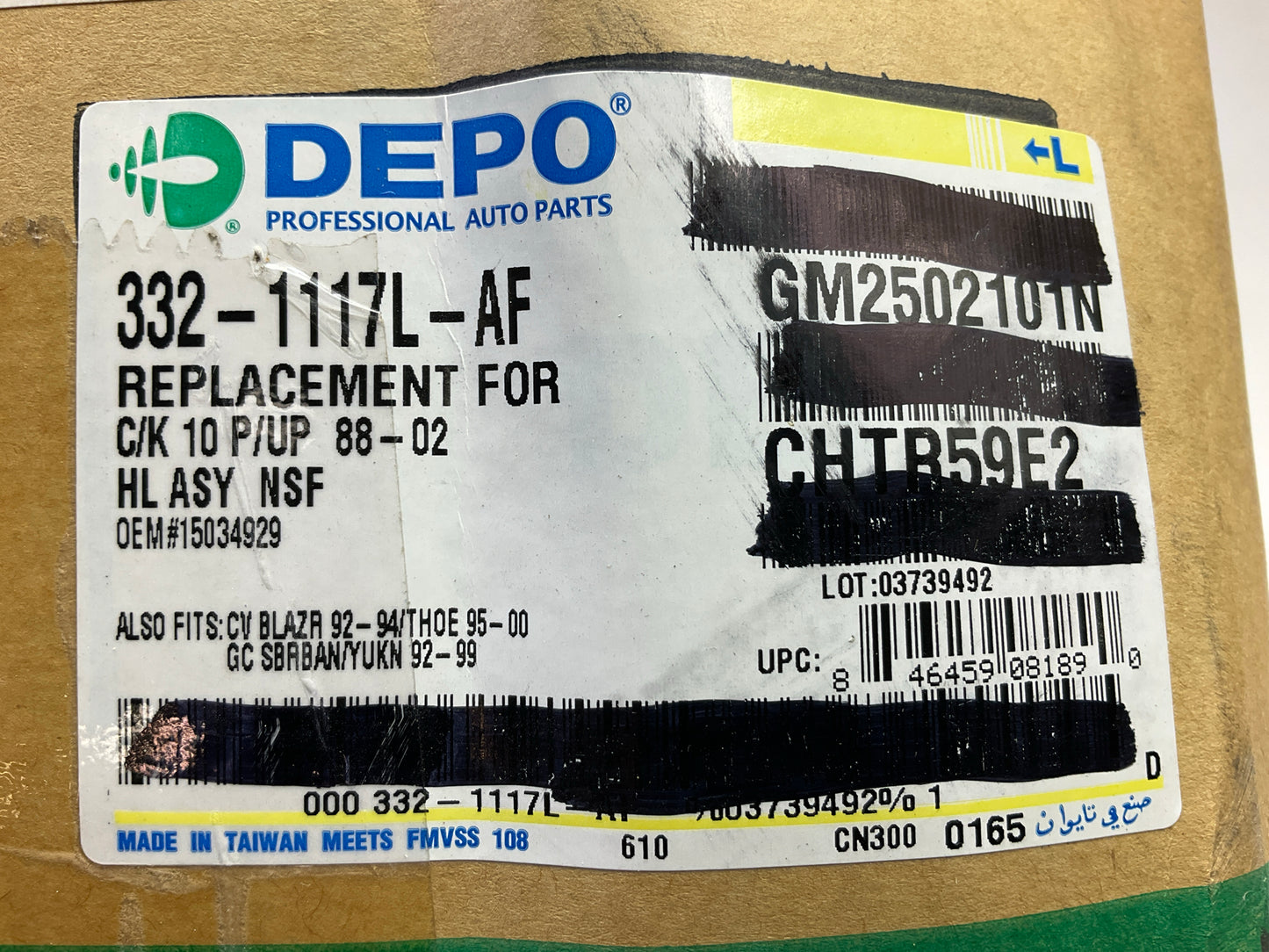 Depo 332-1117L-AF Left Headlight Headlamp