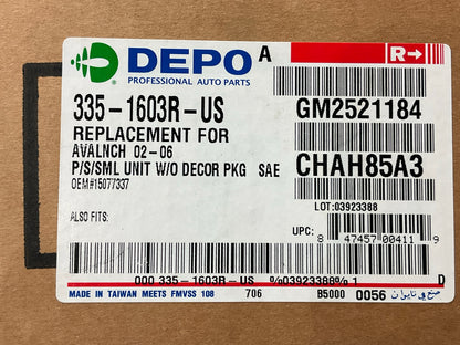Depo 335-1603R-US Right Headlight Headlamp For 2002-06 Chevy Avalanche 1500 2500