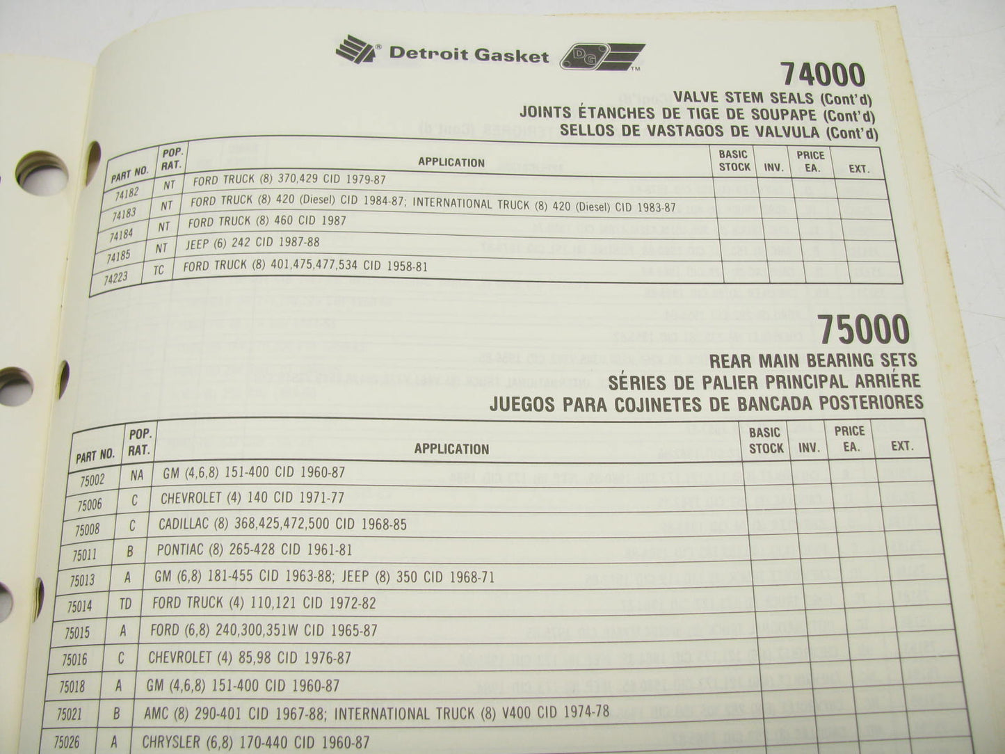 Detriot Gasket P.E.R. INVENTORY CONTROL & BUYER'S GUIDE Catalog