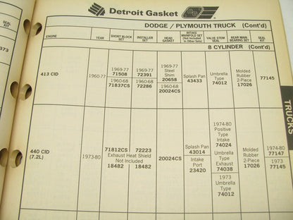 Detroit Gasket PER30-95 Engine Remanufacturer Gasket Catalog - 149 Pages