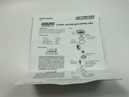 DeVilbiss 130041 Clean Air 100 CFM Air Line Control Unit / Filter