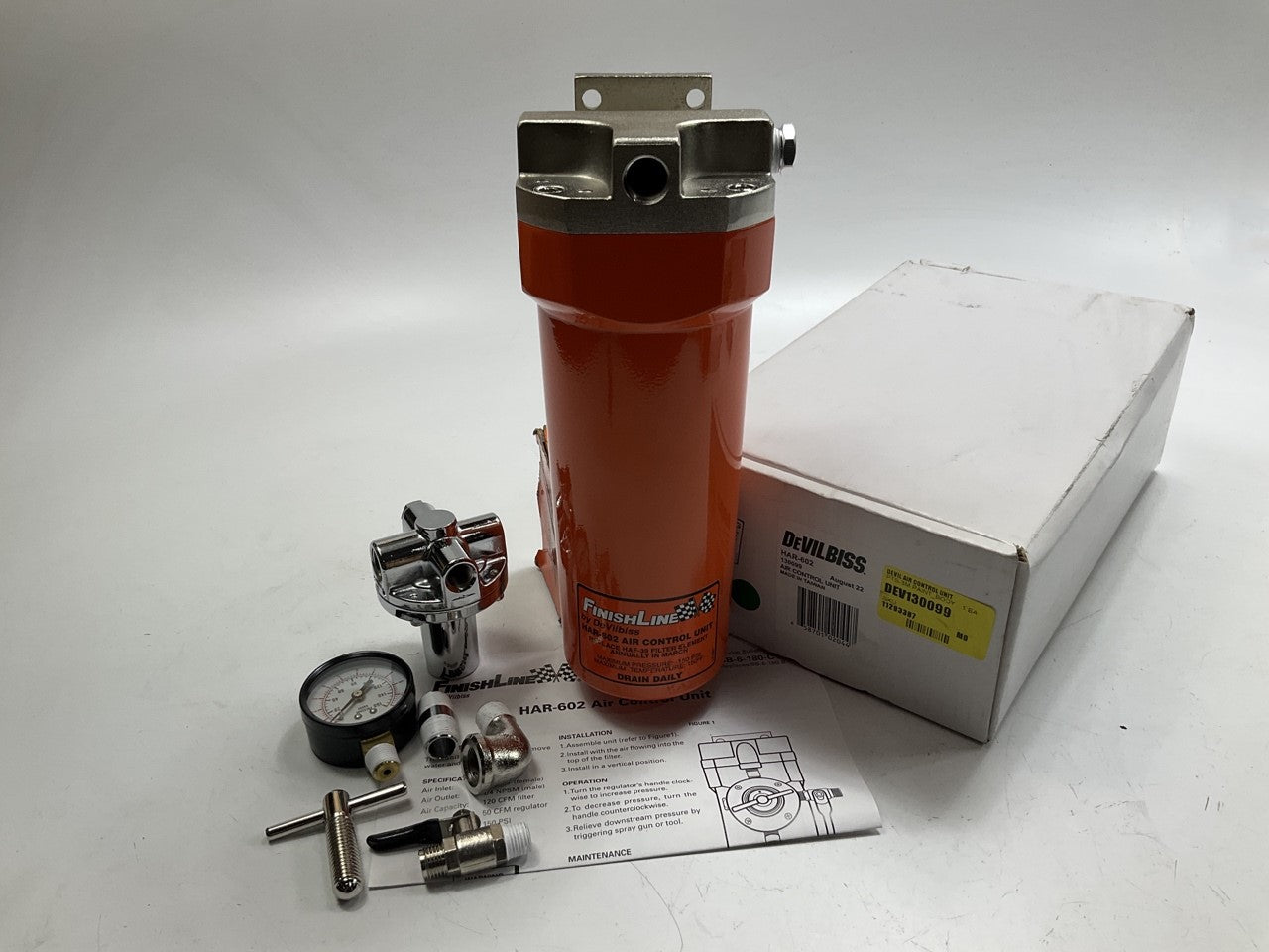 Devilbiss HAR-602 130099  FinishLine 120CFM Air Line Filter W/ 50CFM Regulator