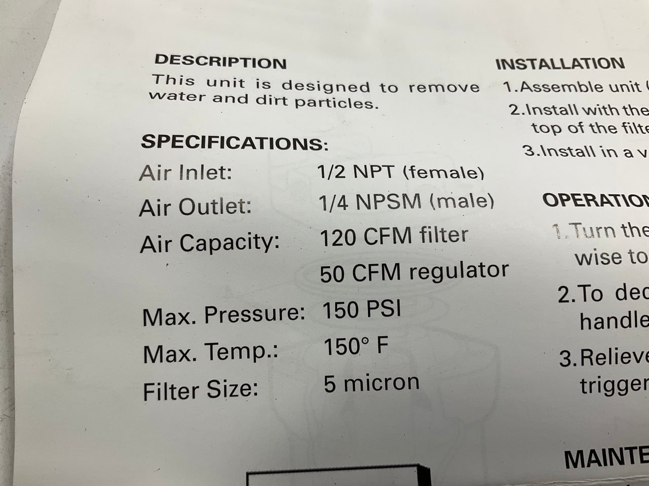 Devilbiss HAR-602 130099  FinishLine 120CFM Air Line Filter W/ 50CFM Regulator