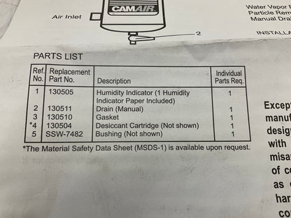 DeVilbiss 130500 CamAir CT30 Series Desiccant Air Dryer/Filter System Wall Mount
