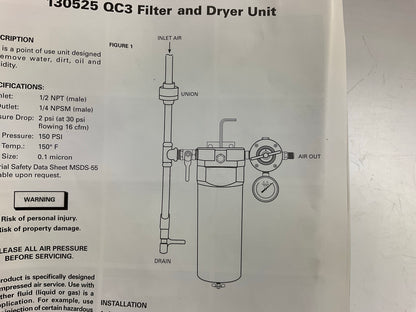 DeVilbiss 130525 QC3 Air Filter And Dryer Kit