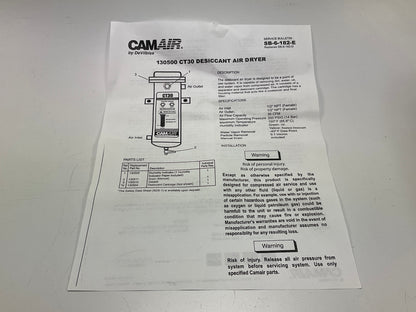 Devilbiss 130534 Camair CT Plus Replacement Desiccant Tune Up Kit