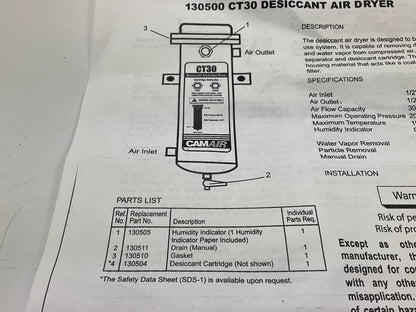 Devilbiss 130534 Camair CT Plus Replacement Desiccant Tune Up Kit